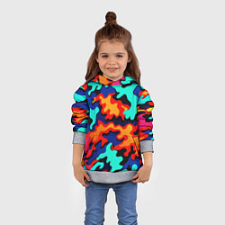 Толстовка-худи детская Разноцветный кислотный камуфляж, цвет: 3D-меланж — фото 2