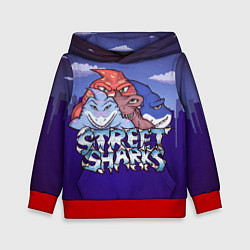 Толстовка-худи детская Street sharks - Городские Уличные Акулы, цвет: 3D-красный