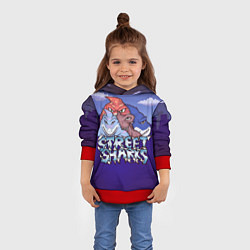 Толстовка-худи детская Street sharks - Городские Уличные Акулы, цвет: 3D-красный — фото 2