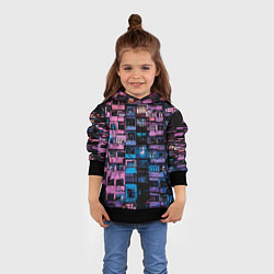 Толстовка-худи детская Панельки мультяшные паттерн-текстура, цвет: 3D-черный — фото 2