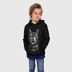 Толстовка-худи детская Cat meow black and white - big picture, цвет: 3D-синий — фото 2