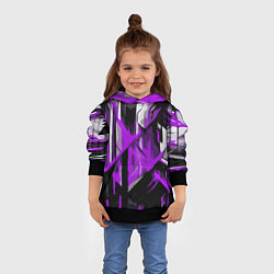 Толстовка-худи детская White and purple abstraction on a black background, цвет: 3D-черный — фото 2