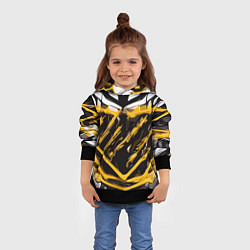 Толстовка-худи детская Yellow and white abstraction on a black background, цвет: 3D-черный — фото 2