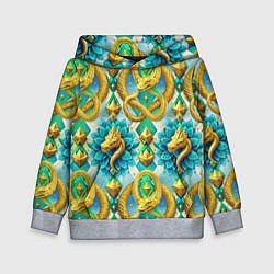 Детская толстовка Золотистые змеи и цветы