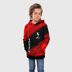 Толстовка-худи детская Portal hexagon pattern, цвет: 3D-черный — фото 2