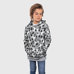 Толстовка-худи детская Футбольные мячи паттерн, цвет: 3D-меланж — фото 2