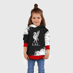 Толстовка-худи детская Ливерпуль краски текстура, цвет: 3D-красный — фото 2