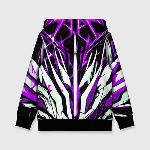 Детская толстовка Чёрный фон, фиолетово-белая абстракция / 3D-Черный – фото 2