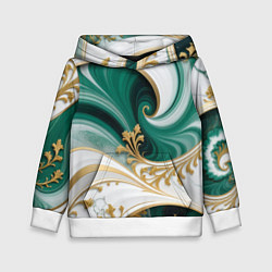 Детская толстовка Зеленые волны и золотые веточки