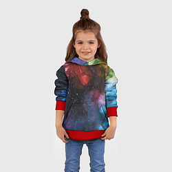Толстовка-худи детская Акварельная цветная абстракция, цвет: 3D-красный — фото 2