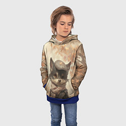 Толстовка-худи детская Волчонок в кепке и шарфе, цвет: 3D-синий — фото 2