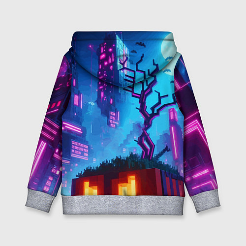Детская толстовка Minecraft and halloween - neon glow / 3D-Меланж – фото 2