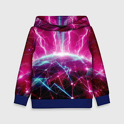 Детская толстовка Неоновые молнии ударяют в планету - нейроарт
