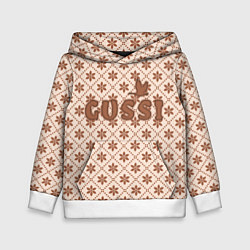 Толстовка-худи детская Гусси - узор в стиле Гучи, цвет: 3D-белый