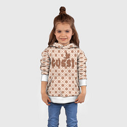 Толстовка-худи детская Гусси - узор в стиле Гучи, цвет: 3D-белый — фото 2