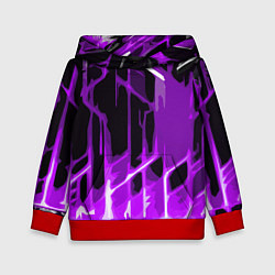 Толстовка-худи детская Abstract purple stripes on a black background, цвет: 3D-красный