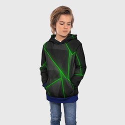 Толстовка-худи детская Лучи неон абстракция, цвет: 3D-синий — фото 2