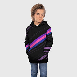 Толстовка-худи детская Неоновые полосы, цвет: 3D-черный — фото 2
