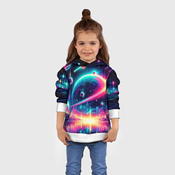 Толстовка-худи детская Неоновый космос - нейроарт, цвет: 3D-белый — фото 2
