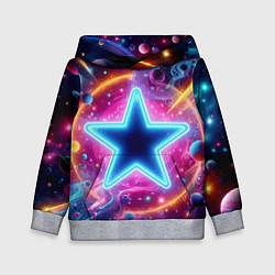 Детская толстовка Звезда в неоновом космосе - нейроарт