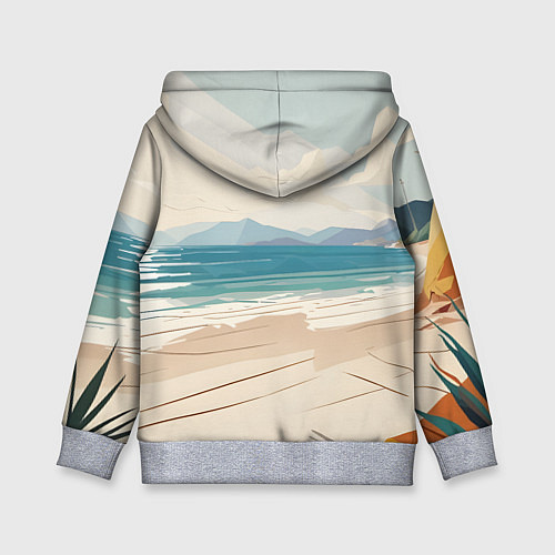 Детская толстовка Летний пейзаж с женщиной на пляже / 3D-Меланж – фото 2