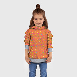 Толстовка-худи детская Разноцветное конфетти на оранжевом - паттерн, цвет: 3D-меланж — фото 2