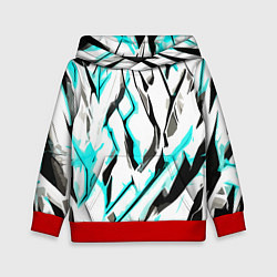 Детская толстовка Чёрно-голубые агрессивные полосы на белом фоне