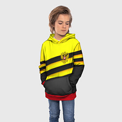 Толстовка-худи детская Герб РФ геометрия линии, цвет: 3D-красный — фото 2