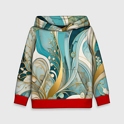 Детская толстовка Бирюзовый с белым растительный узор в мягких тонах