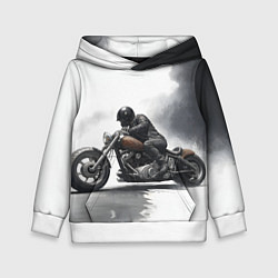Толстовка-худи детская Крутой байкер скетч, цвет: 3D-белый