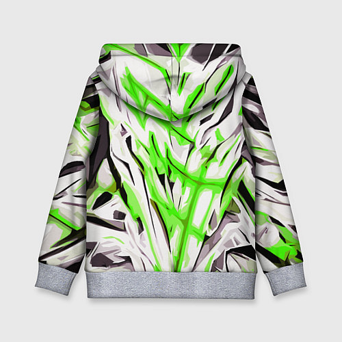 Детская толстовка Чёрно-зелёная агрессивная абстракция на белом фоне / 3D-Меланж – фото 2