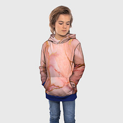 Толстовка-худи детская Текстура розового мрамора с золотом, цвет: 3D-синий — фото 2