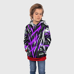 Толстовка-худи детская Фиолетовая энергетическая абстракция, цвет: 3D-красный — фото 2