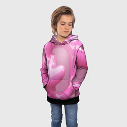 Толстовка-худи детская Розовые краски абстракция, цвет: 3D-черный — фото 2