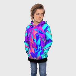 Толстовка-худи детская Неоновая текстура грани, цвет: 3D-черный — фото 2