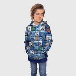 Толстовка-худи детская Геймерский пиксельный пэчворк, цвет: 3D-синий — фото 2
