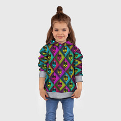 Толстовка-худи детская Черепа в ромбах, цвет: 3D-меланж — фото 2