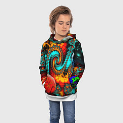 Толстовка-худи детская Фрактальный узор из фигур, цвет: 3D-белый — фото 2