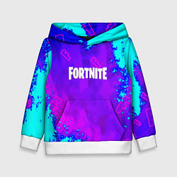 Толстовка-худи детская Fortnite neon game, цвет: 3D-белый
