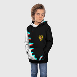 Толстовка-худи детская Герб текстура глитч, цвет: 3D-черный — фото 2