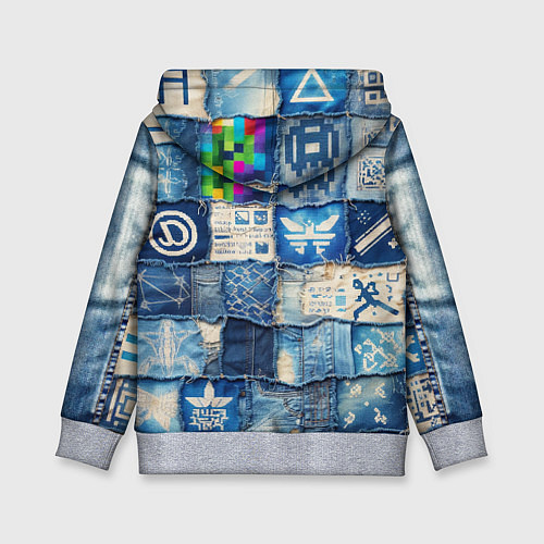 Детская толстовка Пэчворк с игровыми значками / 3D-Меланж – фото 2