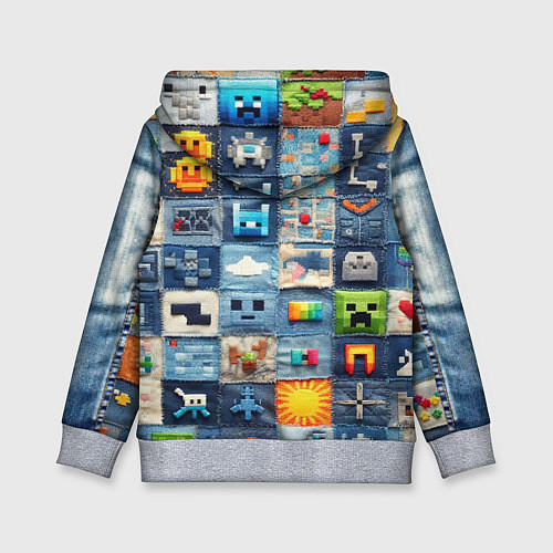 Детская толстовка Minecraft фигуры на пэчворк / 3D-Меланж – фото 2