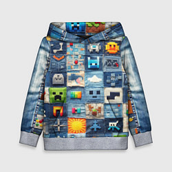 Детская толстовка Minecraft фигуры на пэчворк