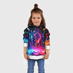 Толстовка-худи детская Neon fantasy - ai art, цвет: 3D-белый — фото 2