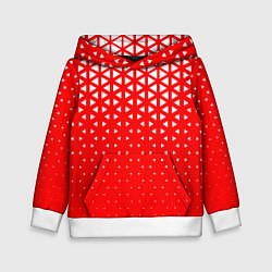 Толстовка-худи детская Геометрический градиент - красно-белый, цвет: 3D-белый