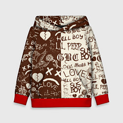 Толстовка-худи детская Lil peep retro pattern, цвет: 3D-красный