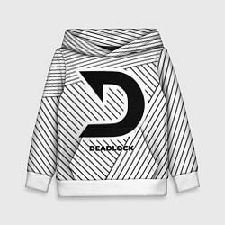 Толстовка-худи детская Символ Deadlock на светлом фоне с полосами, цвет: 3D-белый