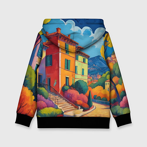 Детская толстовка Живопись яркие домики фовизм / 3D-Черный – фото 2