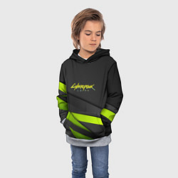 Толстовка-худи детская Cyberpunk 2077 stripes line, цвет: 3D-меланж — фото 2