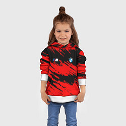 Толстовка-худи детская BMW красные краски текстура, цвет: 3D-белый — фото 2